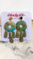 Teal & Gold Earrings - Dangles