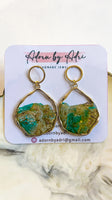 Teal & Gold Earrings - Agates