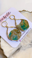 Teal & Gold Earrings - Agates