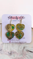 Teal & Gold Earrings - Hearts