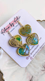 Teal & Gold Earrings - Hearts