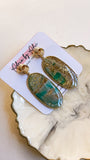 Teal & Gold Earrings - Big Ovals