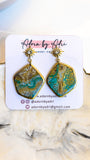 Teal & Gold Earrings - Organic Stones