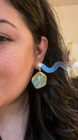 Teal & Gold Earrings - Organic Stones