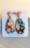 Summer Floral Earrings - Scalloped Drops