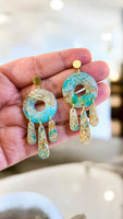 Teal & Gold Earrings - Dangles