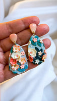 Summer Floral Earrings - Scalloped Drops